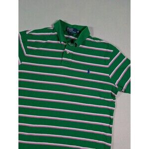 Polo Ralph Lauren Polo Shirt Men’s L Green Pink White Striped Blue Pony Custom